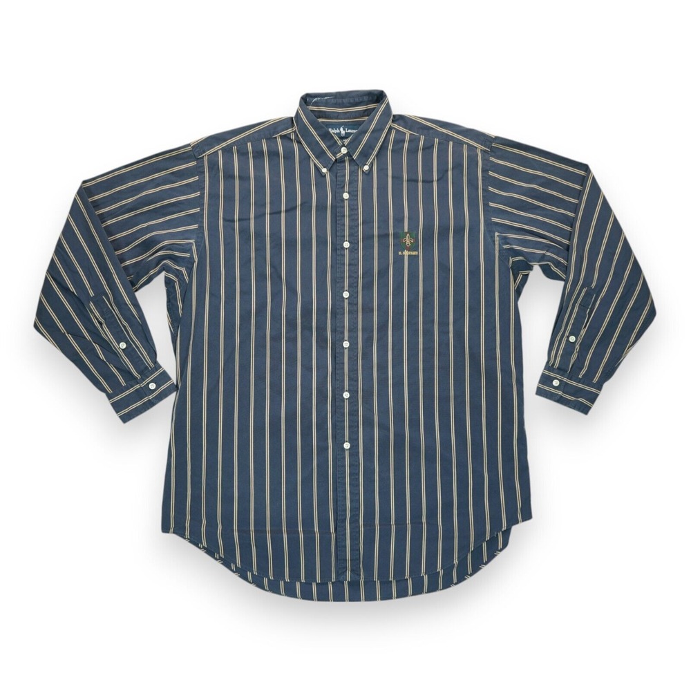 Vintage Ralph Lauren 90's Verticle Stripes Large Blaire Button Down Large Men's